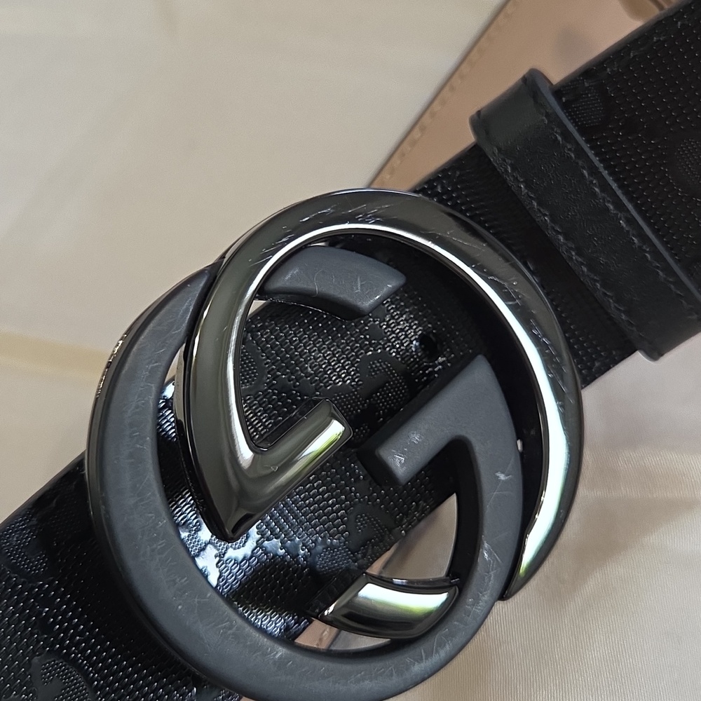 Gucci Black Imprime Monogram GG Belt - Picture 4 of 16